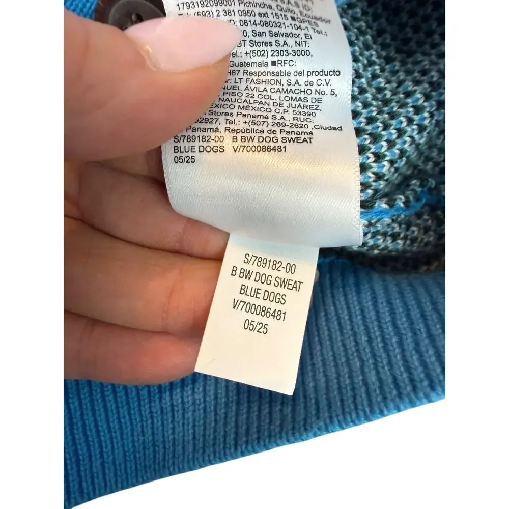 Old Navy Baby Blue Dog Intarsia Knit Cardigan Sweater NWT 3-6M Spring